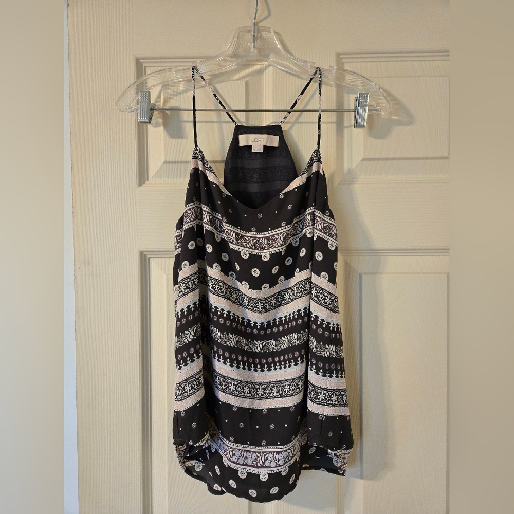 LOFT Black and Cream Patterned Camisole